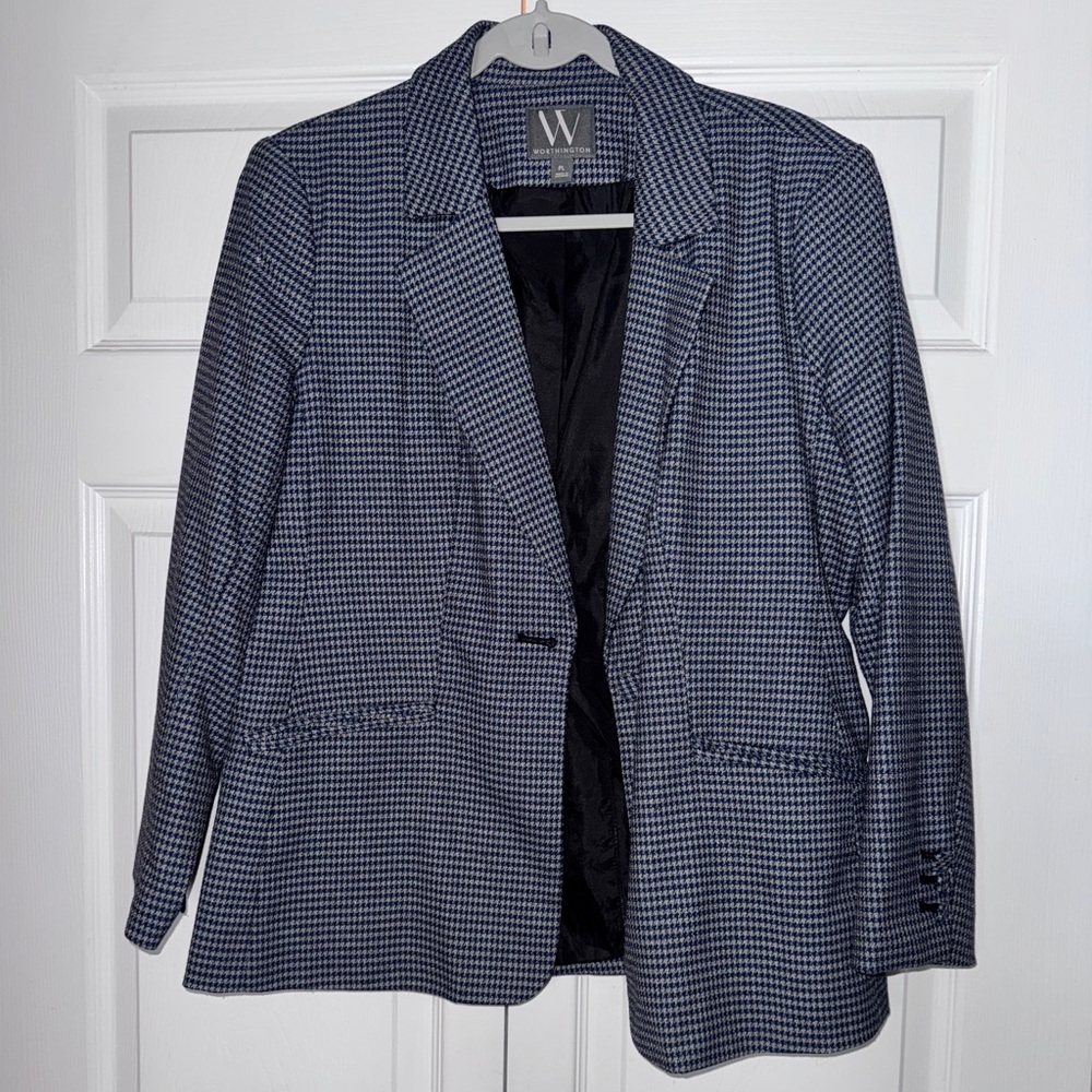 Worthington Navy and Gray Checkered Blazer